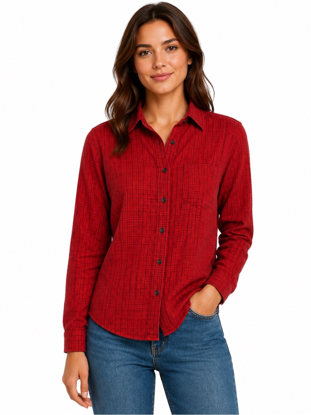J.Crew Red Black Plaid Cotton Button Down Shirt Size M